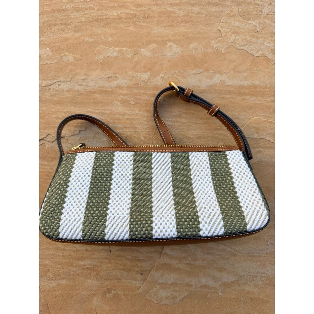Tory Burch McGraw Woven Stripe Wedge Shoulder Bag EUC - Picture 5 of 8